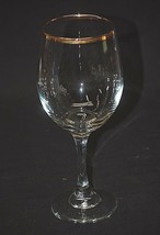 Classic Style Elegant 9&quot; Clear Glass Water Goblet w Gold Rim Unknown Maker - £11.67 GBP