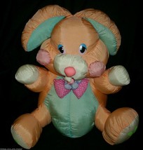 15&quot; Vintage Dandee Nylon Orange Easter Bunny Rabbit Stuffed Animal Plush Toy - £36.56 GBP
