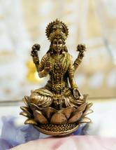 Ebros Vastu Hindu Goddess Of Prosperity Lakshmi Seated Lotus Miniature Figurine - £11.98 GBP