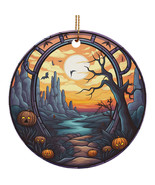 Pumpkin Halloween Landscape Moon Art Ornament Christmas Gift Tre Decor H... - $21.66 CAD