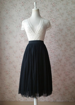 Navy Blue Tulle Midi Skirt Women Custom Plus Size Tulle Party Skirt image 9