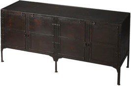 Console Cabinet Industrial Chic Distressed Metalworks Rugged Black Gray Iro - £1,502.22 GBP