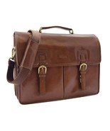 DR296 Men&#39;s Leather Briefcase Cross Body Bag Chestnut - $183.41