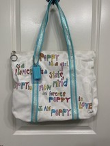 Coach Poppy Is A Girl Shoulder Tote Bag White Graffiti Glitter Accents 14986 - £119.42 GBP