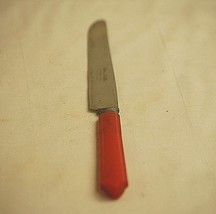 Art Deco Robinson Knife Red Bakelite Handle Stainless Steel Blade Vintage - $9.89