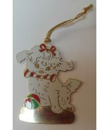 Vintage Signed G. DUCHIN 1988 USA Metal Enamel Christmas Ornament dog/ball - $30.20 CAD