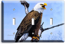 AMERICAN BALD EAGLE IN THE WILD LIGHT TRIPLE SWITCH WALL PLATES HOME ROO... - $17.66