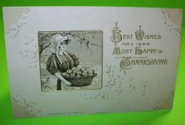 Thanksgiving Postcard John Winsch 1913 Vintage Embossed Art Fancy Bow Corners - £22.84 GBP