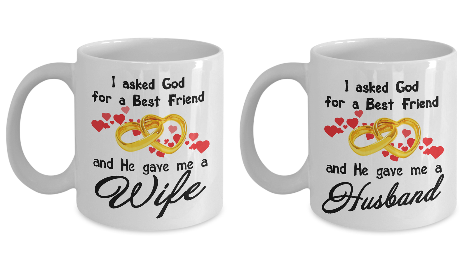 Funny Mug-I asked God for a Best Friend-Best gifts for Husband and Wife-Set 2