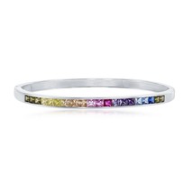 Sterling Silver Rainbow CZ Channel Set Bangle - £111.40 GBP