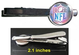 NFL football Hologram Tie Clip Clasp Bar Slide Silver Metal Shiny - £12.75 GBP