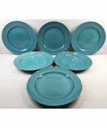 6) Certified International Toscana Turquoise Dinner Plates Set Dining Dishes Lot - $78.87