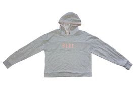 Bebe Sport Boxy Crop Hoodie XL Y2K Gray with Mesh Spellout Vintage - $18.62