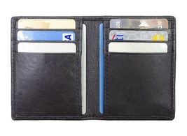 100% Genuine Leather Credit Card Case Mini Wallet, BLACK - £8.37 GBP