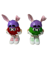 Vintage Pair Of M&amp;M&#39;s Green and Red Candy Holder Plastic Easter Bunny Ears - €12,77 EUR