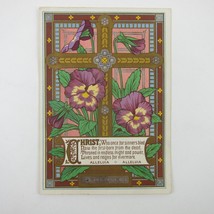 Victorian Greeting Card Easter Purple &amp; Yellow Pansy Flowers Gold Cross ... - $9.99