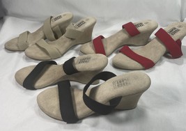 Sandals Beige, Red &amp; Black Uppers - FADED GLORY - 3 Pair Size 8 Slide On... - $14.60