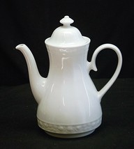 Old Vintage Winterling Bavaria White Coffee Pot w Lid Embossed Rose West Germany - £30.58 GBP