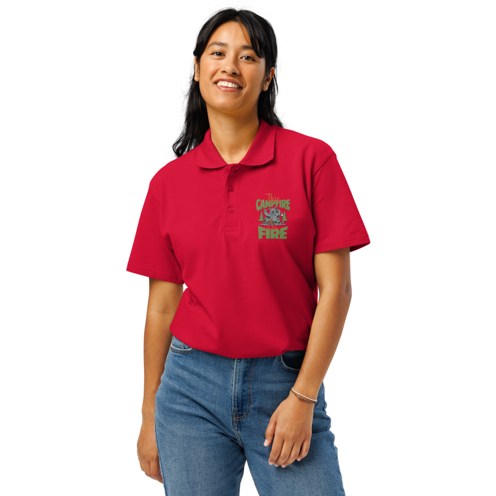 Premium Pique Polo Shirt – &quot;This Campfire&quot; (Red) - $69.99
