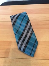 Jonathan David Turquoise Gray Black Diagonal Stripes Poly Men’s Tie Skinny - £5.64 GBP