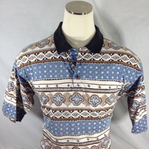 Natural Issue Men&#39;s Polo Shirt  Blue/Black/ White Geometric Size XL - £10.41 GBP