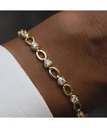 4 CT Rundschliff Künstlicher Diamant 14k Gelb Vergoldet Damen Tennis Arm... - $2,323.73 MXN