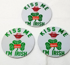 Coors Beer Kiss Me I&#39;m Irish Pin Button St. Patrick&#39;s Day Set of 2 Vintage - £12.14 GBP