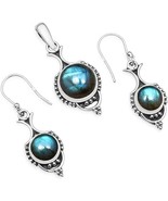925 Sterling Silver Labradorite  Gemstone Wedding  Handmade Jewelry Set - $85.46 CAD