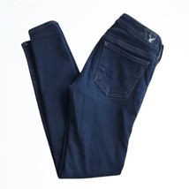 American Eagle Dark Wash Super Stretch   Blue Jean Jeggings Distressed S... - £22.41 GBP