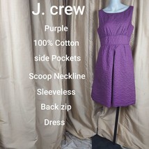 J.crew Purple Cotton Side Pockets Detail Dress Size 8. - £17.26 GBP