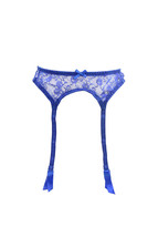 Agent Provocateur Womens Suspenders Elegant Semi Sheer Lace Blue Size M - £69.04 GBP