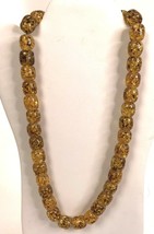 Vintage Chunky Beaded Necklace Yellow Shimmer Plastic glitter flake Beads - $24.69