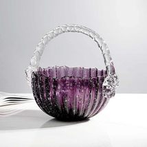 Creative Purple Bubble Glass Fruit Basket with Handle, Luxury Ribbed Cry... - $249.00