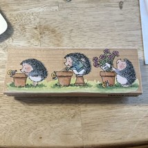 Penny Black Labour of Love Hedgehogs Flower Pots 2363K Rubber Stamp - $27.86