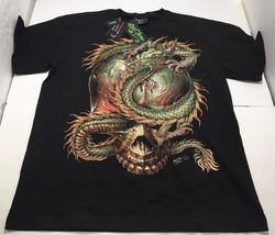 NWT Rock Chang Size L 3D Fire Breathing Dragon Glow in the Dark Men T-Shirt Art - £33.40 GBP