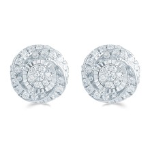 1/2ct tw Diamond Swirl  Cluster Fashion Stud Earring in Sterling Silver - £69.37 GBP