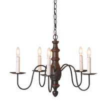 Irvins Country Tinware 5-Arm Country Inn Wood Chandelier in Rustic Black - £293.60 GBP