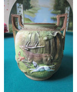 Nippon Japan Blow Out Design Deer Hunting Vase Jardiniere Bowl 2 Handles... - $8,600.99 MXN