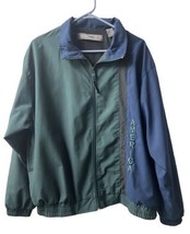 Perry Ellis American Mens XL Green Blue Windbreaker Jacket Full Zip - £17.88 GBP