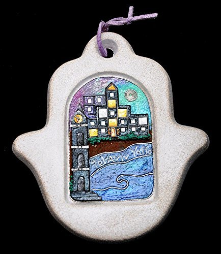 Primary image for Tel Aviv Hamsa Hand Made in Cast Stone Made By Shulamit Kanter Art Design