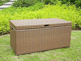 Outdoor Honey Wicker Patio Furniture Storage Deck Box - £149.81 GBP