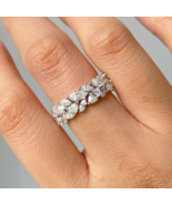 Marquise Moissanite Half Eternity Wedding Band 925 Silver Solitaire Stac... - $299.68 CAD
