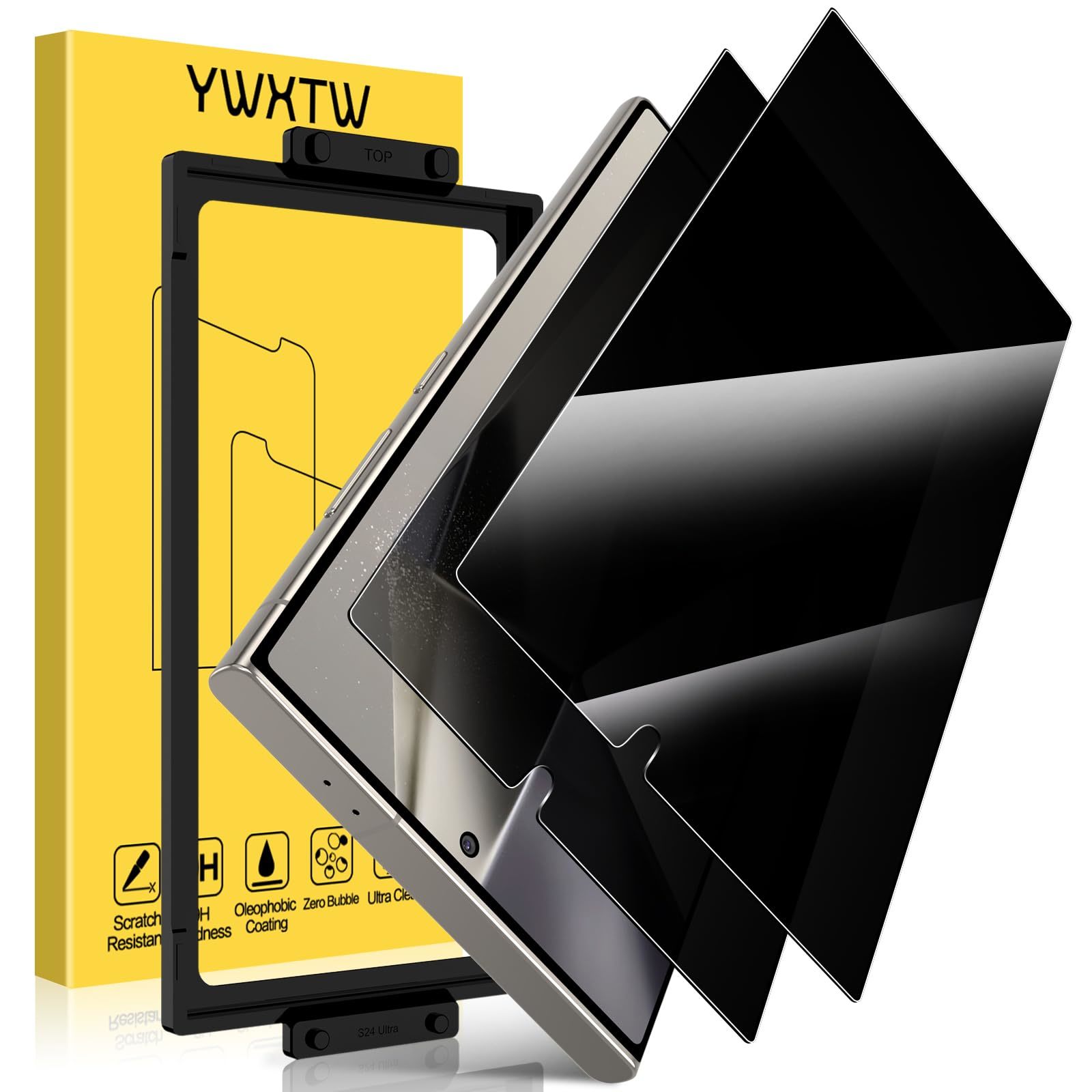 YWXTW EZ Unlock for Samsung Galaxy S24 Ultra Privacy Screen Protector, [0.1S Ul
