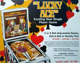 Lucky Ace Pinball FLYER 1974 Original Flipper Game Art Print Retro Game Vintage - £31.27 GBP