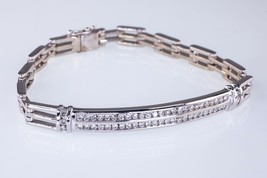 14k or Blanc Canal Set Diamant Plaque Bracelet Carats = 1.25 CT - £2,147.51 GBP