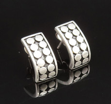 925 Sterling Silver - Vintage Double Row Dotted Curved Earrings - EG11907 - £27.18 GBP