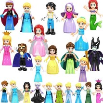 24Pcs/set Disney Princess Minifigure Full Collection Mermaid Cinderella Toy - £35.96 GBP