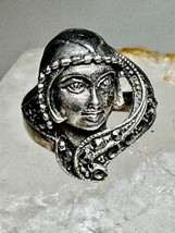 Face ring size 6.25 turquoise sterling silver Art Deco style Boho women - $94.05