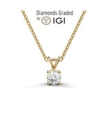 Lab Grown 1 Cts IGI Certified Diamond Solitaire Pendant Necklace 14k Yel... - €260,78 EUR+