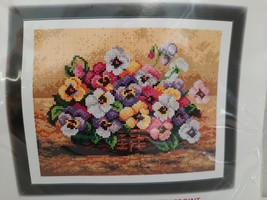 Beautiful Duftin Painted Canvas for Needlepoint Kit ~ Pansies in Basket ~ NIP - £39.52 GBP